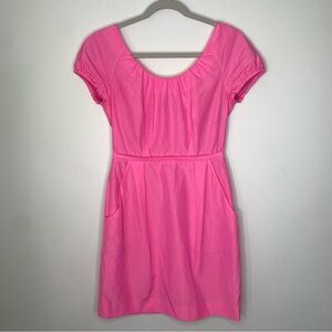 J. Crew Bubblegum Pink Silk Cotton Puff Sleeve Dress size 0